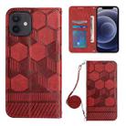 For iPhone 12 mini Crossbody Football Texture Magnetic PU Phone Case (Red) - 1