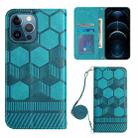 For iPhone 12 Pro Crossbody Football Texture Magnetic PU Phone Case(Light Blue) - 1