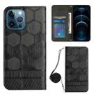 For iPhone 12 Pro Max Crossbody Football Texture Magnetic PU Phone Case(Black) - 1