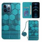 For iPhone 12 Pro Max Crossbody Football Texture Magnetic PU Phone Case(Light Blue) - 1