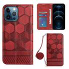 For iPhone 12 Pro Max Crossbody Football Texture Magnetic PU Phone Case(Red) - 1