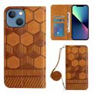 For iPhone 13 Crossbody Football Texture Magnetic PU Phone Case(Khaki) - 1