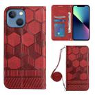 For iPhone 13 Crossbody Football Texture Magnetic PU Phone Case(Red) - 1