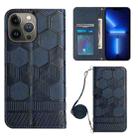 For iPhone 13 Pro Crossbody Football Texture Magnetic PU Phone Case (Dark Blue) - 1