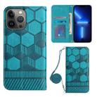 For iPhone 13 Pro Max Crossbody Football Texture Magnetic PU Phone Case (Light Blue) - 1