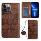 For iPhone 13 Pro Max Crossbody Football Texture Magnetic PU Phone Case (Brown) - 1