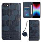 For iPhone SE 2022 / SE 2020 / 8 / 7 Crossbody Football Texture Magnetic PU Phone Case(Dark Blue) - 1