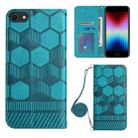 For iPhone SE 2022 / SE 2020 / 8 / 7 Crossbody Football Texture Magnetic PU Phone Case(Light Blue) - 1