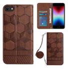 For iPhone SE 2022 / SE 2020 / 8 / 7 Crossbody Football Texture Magnetic PU Phone Case(Brown) - 1
