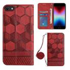 For iPhone SE 2022 / SE 2020 / 8 / 7 Crossbody Football Texture Magnetic PU Phone Case(Red) - 1