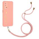 For OPPO A55 4G Gilding Line TPU Phone Case with Strap(Pink) - 1