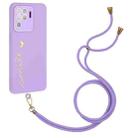 For OPPO F19 Pro / Reno5 F / Reno5 Lite / A94 4G Gilding Line TPU Phone Case with Strap(Light Purple) - 1