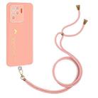 For OPPO F19 Pro / Reno5 F / Reno5 Lite / A94 4G Gilding Line TPU Phone Case with Strap(Pink) - 1