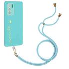 For OPPO Reno6 4G Gilding Line TPU Phone Case with Strap(Light Blue) - 1