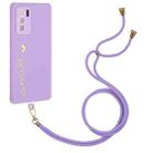 For OPPO Reno6 5G Gilding Line TPU Phone Case with Strap(Light Purple) - 1