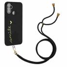 For Realme C3 Gilding Line TPU Phone Case with Strap(Black) - 1