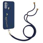 For Realme C3 Gilding Line TPU Phone Case with Strap(Royal Blue) - 1