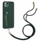 For Realme C11 2020 Gilding Line TPU Phone Case with Strap(Dark Green) - 1