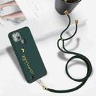 For Realme C21 Gilding Line TPU Phone Case with Strap(Dark Green) - 5