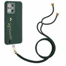 For Realme C31 Gilding Line TPU Phone Case with Strap(Dark Green) - 1