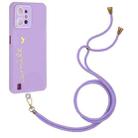 For Realme C31 Gilding Line TPU Phone Case with Strap(Light Purple) - 1