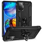 For Motorola Moto E32 4G Shockproof TPU + PC Phone Case with 360 Degree Rotating Holder(Black) - 1
