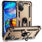 For Motorola Moto E32 4G Shockproof TPU + PC Phone Case with 360 Degree Rotating Holder(Gold) - 1