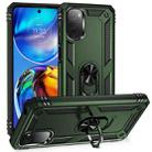 For Motorola Moto E32 4G Shockproof TPU + PC Phone Case with 360 Degree Rotating Holder(Army Green) - 1