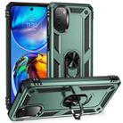 For Motorola Moto E32 4G Shockproof TPU + PC Phone Case with 360 Degree Rotating Holder(Dark Green) - 1