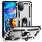 For Motorola Moto E32 4G Shockproof TPU + PC Phone Case with 360 Degree Rotating Holder(Silver) - 1