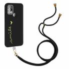 For Motorola Moto G10 / G20 / G30 / G10 Power Gilding Line TPU Phone Case with Strap(Black) - 1