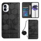 For Nothing Phone 1 Crossbody Football Texture Magnetic PU Phone Case(Black) - 1