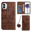 For Nothing Phone 1 Crossbody Football Texture Magnetic PU Phone Case(Brown) - 1