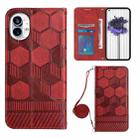 For Nothing Phone 1 Crossbody Football Texture Magnetic PU Phone Case(Red) - 1