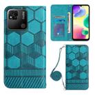 For Xiaomi Redmi 10A Crossbody Football Texture Magnetic PU Phone Case(Light Blue) - 1