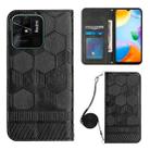 For Xiaomi Redmi 10C/Redmi 10 India Crossbody Football Texture Magnetic PU Phone Case(Black) - 1