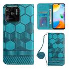 For Xiaomi Redmi 10C/Redmi 10 India Crossbody Football Texture Magnetic PU Phone Case(Light Blue) - 1