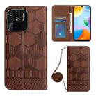 For Xiaomi Redmi 10C/Redmi 10 India Crossbody Football Texture Magnetic PU Phone Case(Brown) - 1