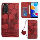 For Xiaomi Redmi Note 11 Global/Note 11S 4G Crossbody Football Texture Magnetic PU Phone Case(Red) - 1
