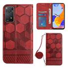 For Xiaomi Redmi Note 11 Pro/Redmi Note 11 Pro 5G/Redmi Note 11 Pro+ India Crossbody Football Texture Magnetic PU Phone Case(Red) - 1