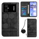 For Xiaomi Poco M4 5G Crossbody Football Texture Magnetic PU Phone Case(Black) - 1