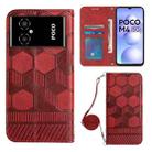 For Xiaomi Poco M4 5G Crossbody Football Texture Magnetic PU Phone Case(Red) - 1