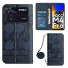 For Xiaomi Poco M4 Pro 4G Crossbody Football Texture Magnetic PU Phone Case(Dark Blue) - 1