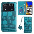 For Xiaomi Poco M4 Pro 4G Crossbody Football Texture Magnetic PU Phone Case(Light Blue) - 1