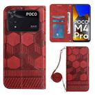 For Xiaomi Poco M4 Pro 4G Crossbody Football Texture Magnetic PU Phone Case(Red) - 1