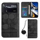 For Xiaomi Poco X4 Pro 5G Crossbody Football Texture Magnetic PU Phone Case(Black) - 1