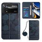 For Xiaomi Poco X4 Pro 5G Crossbody Football Texture Magnetic PU Phone Case(Dark Blue) - 1