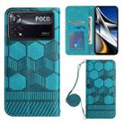 For Xiaomi Poco X4 Pro 5G Crossbody Football Texture Magnetic PU Phone Case(Light Blue) - 1