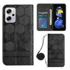 For Xiaomi Redmi Note 11T Pro Crossbody Football Texture Magnetic PU Phone Case(Black) - 1