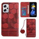 For Xiaomi Redmi Note 11T Pro Crossbody Football Texture Magnetic PU Phone Case(Red) - 1
